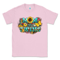Bubblegum Pink Mom of twins sunflower mothers day Classic Tee - HowdyJamesFarm