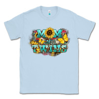 Dusty Blue Mom of twins sunflower mothers day Classic Tee - HowdyJamesFarm