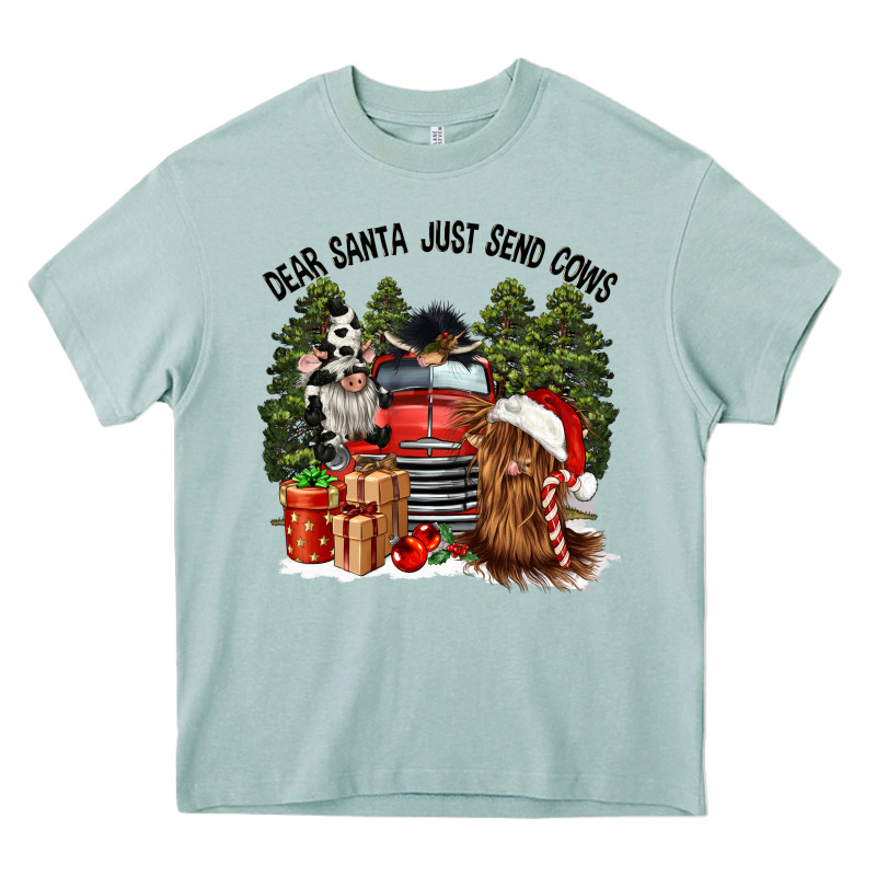 Dear Santa Just Send Cows Heavy Core Tee by CowGirlArtShop | Teevron