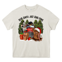 Cream dear santa just send cows Heavy Core Tee - CowGirlArtShop