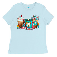 Baby Blue Dentist Coffee Cups Ladies Tee - FaDigitalArtStudio