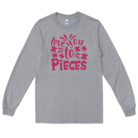 Heather Grey love you to pieces Long Sleeve Tee - CowhideDigitalArt
