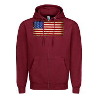 Burgundy American flag Zipper Hoodie - JahusDesignShop