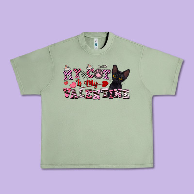 My Cat Is My Valentine Urban Heavy Tee Designed By Fadigitalartstudio