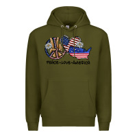 Army Green peace love america Premium Hoodie - SublimationCraftShop