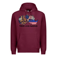 Burgundy peace love america Premium Hoodie - SublimationCraftShop
