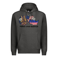 Charcoal Heather peace love america Premium Hoodie - SublimationCraftShop