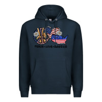 Navy peace love america Premium Hoodie - SublimationCraftShop