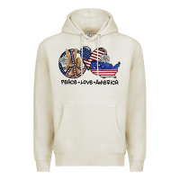Oatmeal Heather peace love america Premium Hoodie - SublimationCraftShop