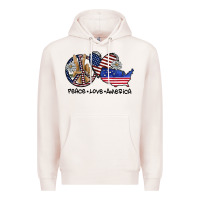 Pale Pink peace love america Premium Hoodie - SublimationCraftShop