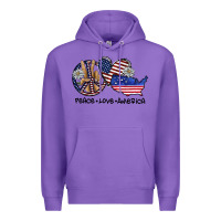 Purple peace love america Premium Hoodie - SublimationCraftShop