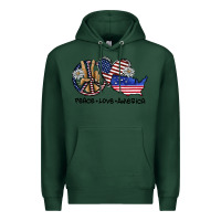 Sports Green peace love america Premium Hoodie - SublimationCraftShop