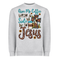 Heather Grey give me coffee with a side of jesus Heavyweight Sweatshirt - JahusDesignShop
