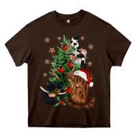 Chocolate Brown heifer cow gnomies christmas tree Heavy Core Tee - CowGirlArtShop