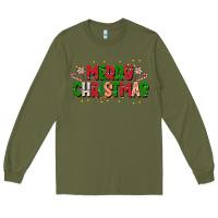 Army Green festive merry christmas greeting Long Sleeve Tee - CowhideDigitalArt