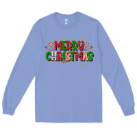 Colony Blue festive merry christmas greeting Long Sleeve Tee - CowhideDigitalArt
