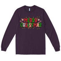 Plum festive merry christmas greeting Long Sleeve Tee - CowhideDigitalArt