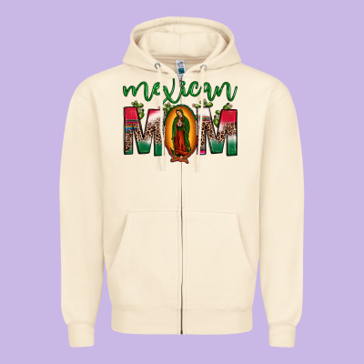 Mexican Mom Our Lady Of Guadalupe Leopard Zipper Hoodie Designed By Jahusdesignshop