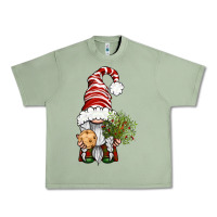 Oil Green Christmas Gnome With Cookie Urban Heavy Tee - BundleAndBundleShop