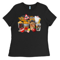 Black School Bus Coffee Cups Ladies Tee - FaDigitalArtStudio