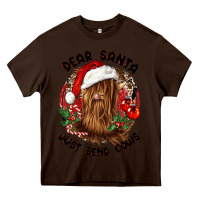 Chocolate Brown dear santa just send cows Heavy Core Tee - CowGirlArtShop