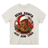 Cream dear santa just send cows Heavy Core Tee - CowGirlArtShop