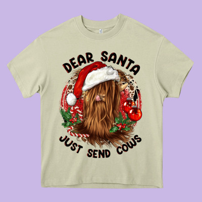 Dear Santa Just Send Cows Heavy Core Tee Designed By Cowgirlartshop