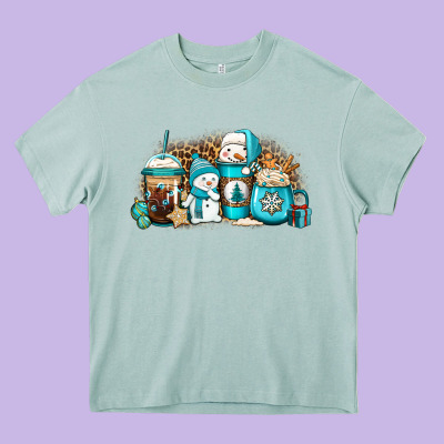 Winter Snowman Coffee Cups Heavy Core Tee Designed By Jasminsmagicworld