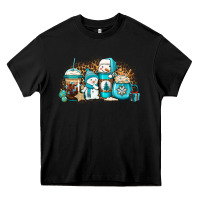 Black winter snowman coffee cups Heavy Core Tee - Jasminsmagicworld