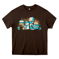 Chocolate Brown winter snowman coffee cups Heavy Core Tee - Jasminsmagicworld