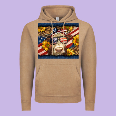 Western 4th Of July Cow Vintage Hoodie Designed By Lillyallendesigns