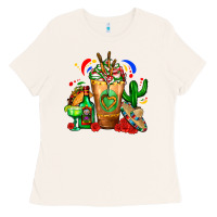 Bone Mexican Cold Drink With Cactus Sombrero And Tequil Ladies Tee - FaDigitalArtStudio