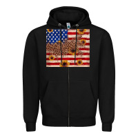 Black American flag leopard sunflower Zipper Hoodie - JahusDesignShop