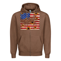 Chestnut American flag leopard sunflower Zipper Hoodie - JahusDesignShop