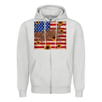 Dove Grey American flag leopard sunflower Zipper Hoodie - JahusDesignShop