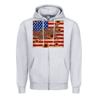 American Flag Leopard Sunflower Zipper Hoodie | Teevron