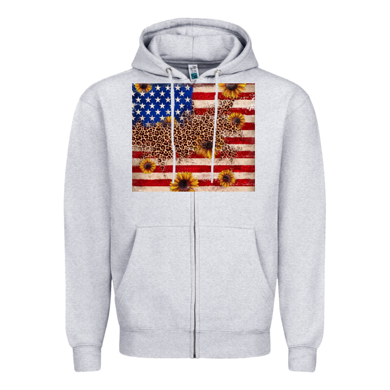American Flag Leopard Sunflower Zipper Hoodie by JahusDesignShop | Teevron