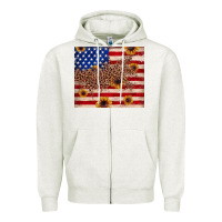 Oatmeal Heather American flag leopard sunflower Zipper Hoodie - JahusDesignShop