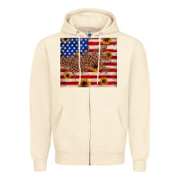 Sandshell American flag leopard sunflower Zipper Hoodie - JahusDesignShop