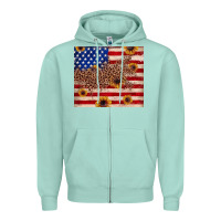 Seafoam American flag leopard sunflower Zipper Hoodie - JahusDesignShop