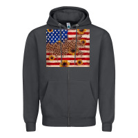 Smoke American flag leopard sunflower Zipper Hoodie - JahusDesignShop