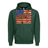 Sports Green American flag leopard sunflower Zipper Hoodie - JahusDesignShop