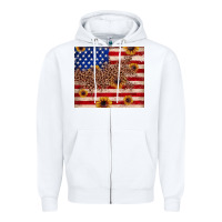 White American flag leopard sunflower Zipper Hoodie - JahusDesignShop