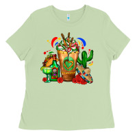 Matcha Mexican Cold Drink With Cactus Sombrero And Tequil Ladies Tee - FaDigitalArtStudio