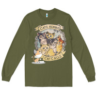 Army Green Cats Against Cat Calls Long Sleeve Tee - Bettercallsaul