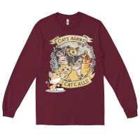 Burgundy Cats Against Cat Calls Long Sleeve Tee - Bettercallsaul