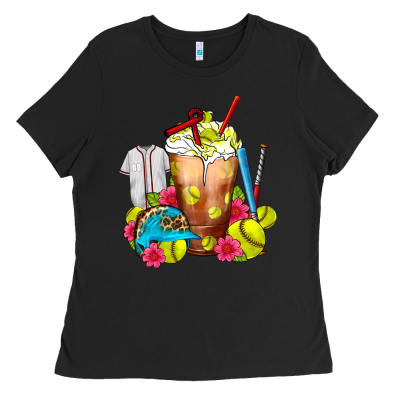 Softball Frappe Coffee Ladies Tee by FaDigitalArtStudio | Teevron