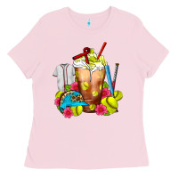 Bubblegum Pink Softball Frappe Coffee Ladies Tee - FaDigitalArtStudio