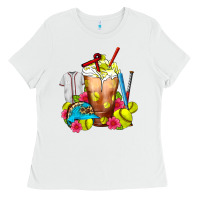 White Softball Frappe Coffee Ladies Tee - FaDigitalArtStudio