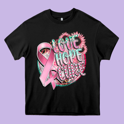 Love Hope Cure Heavy Core Tee Designed By Cowgirlartshop